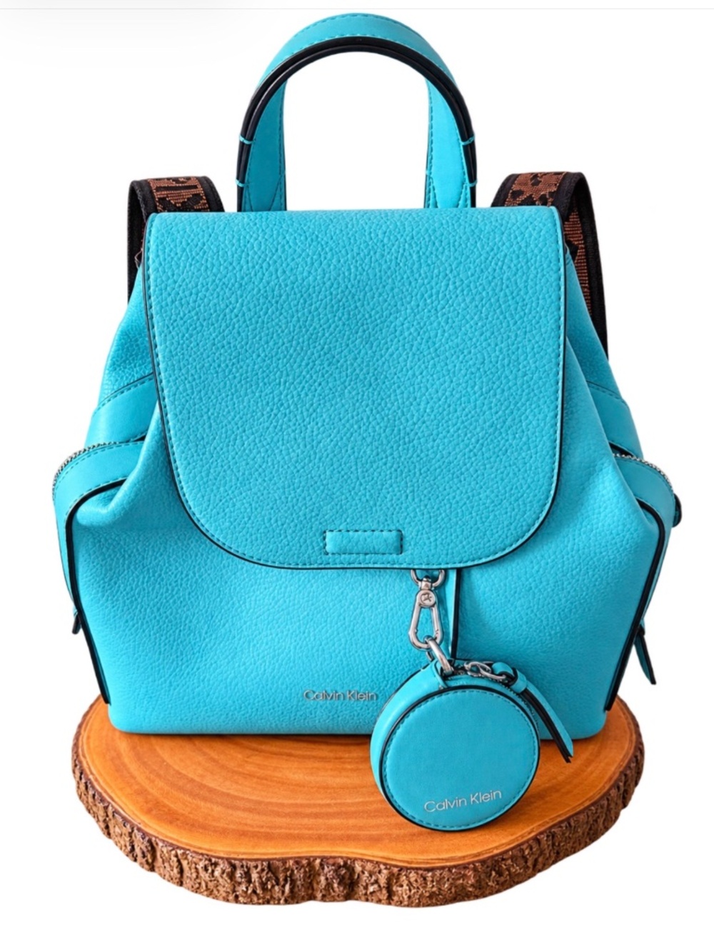 NWOT Calvin Klein Millie Novelty Backpack Coin Pouch Aegean Blue